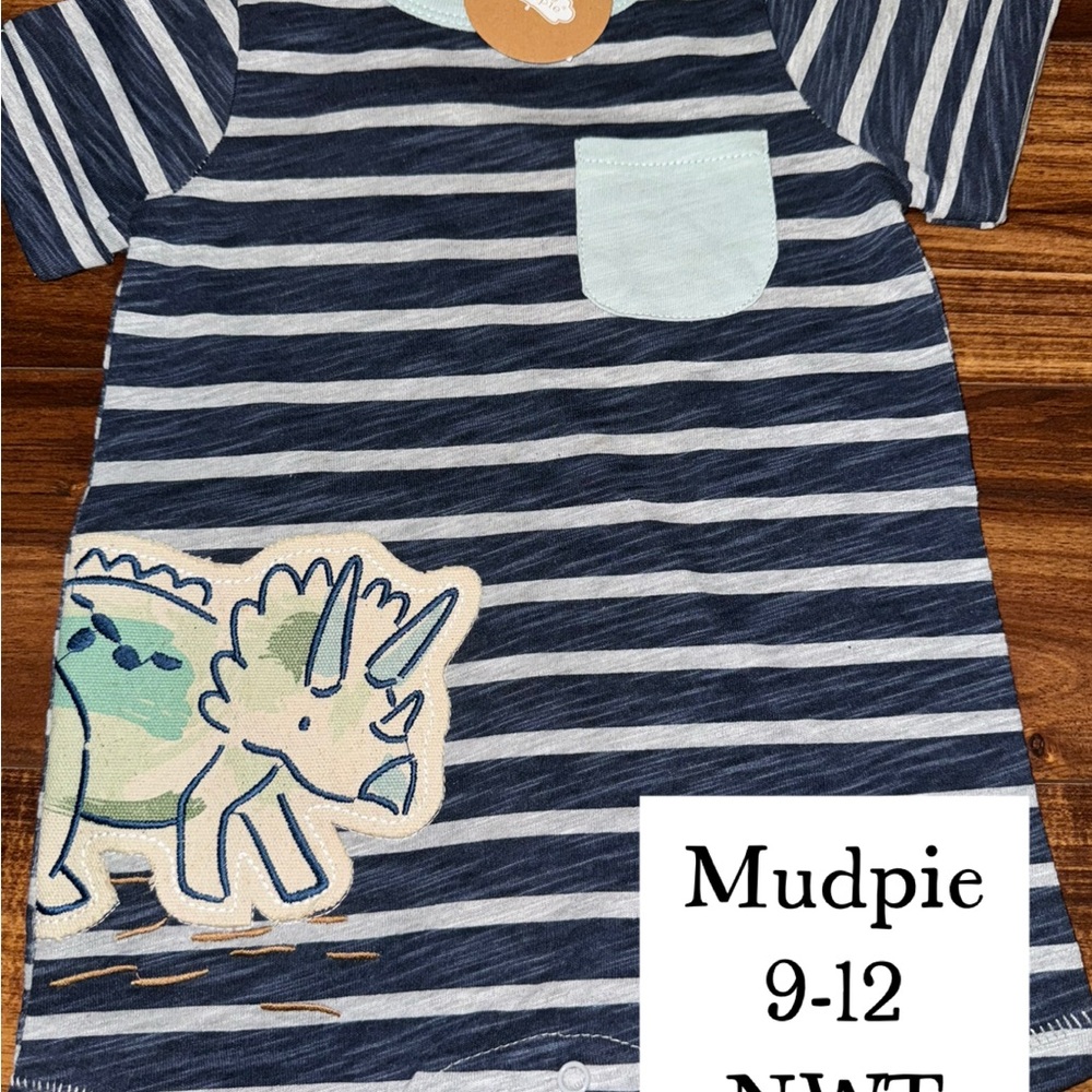 Mudpie Striped Dinosaur shortall